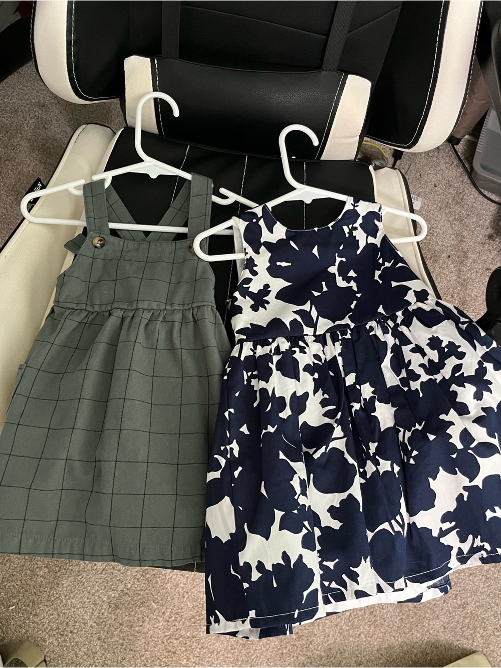 Carter's Navy & Olive Floral and Pinafore Dress Set
